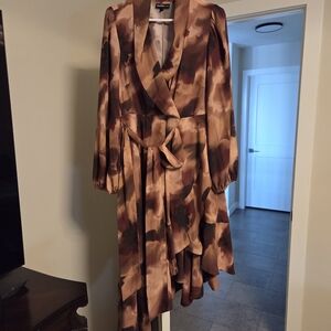 Chic Long Sleeve Brown Dress